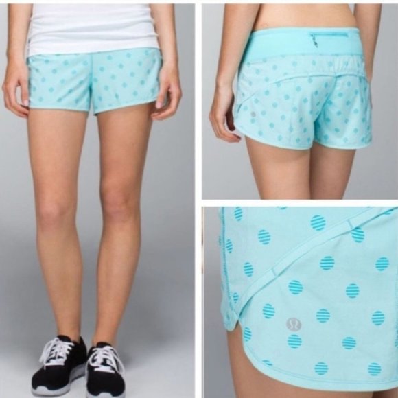 Lululemon Light  blue Polka Dot Speed Shorts Size 4 - Picture 3 of 6